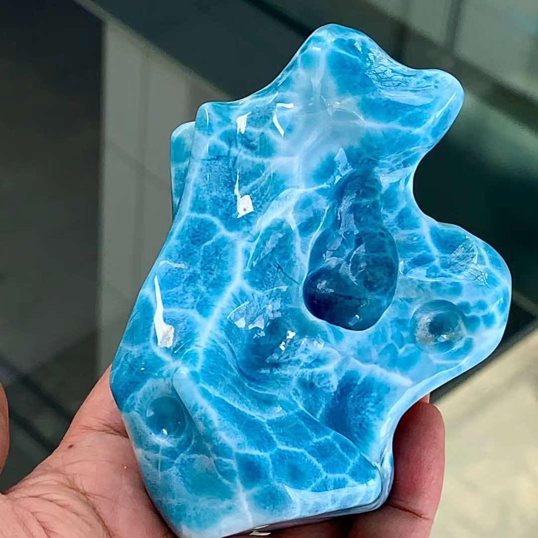 355.4g 天然無処理　ラリマー 置物(原石)