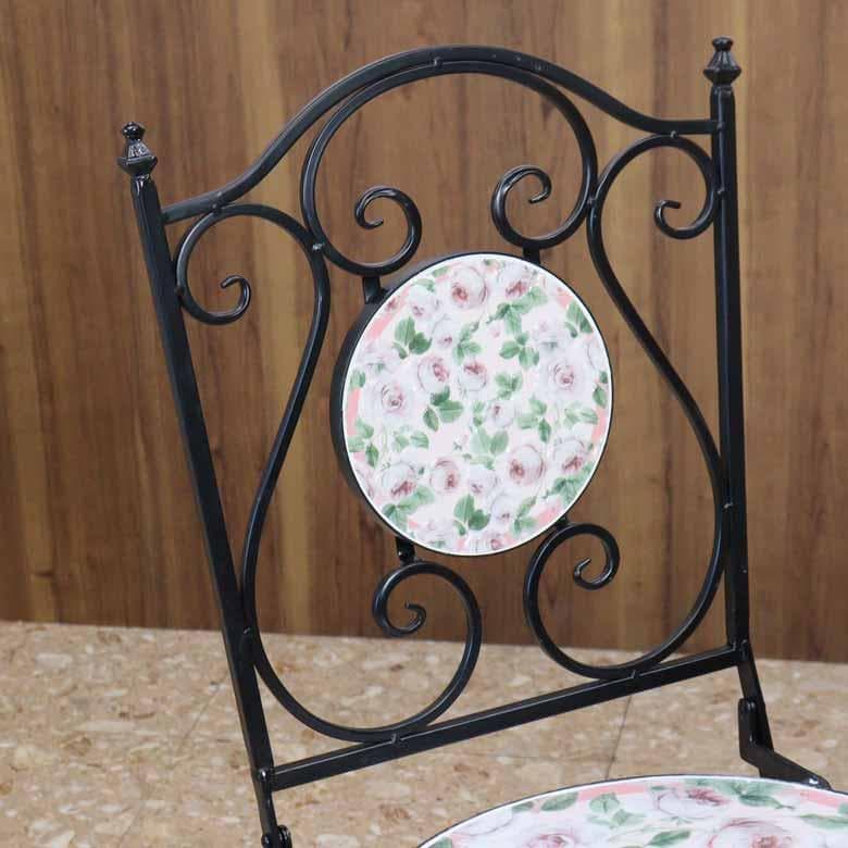 ガーデンテーブルセット アイアン ローズ/薔薇 3点セット