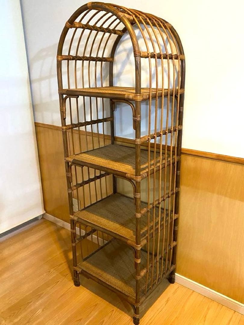 ラタン✴︎アーチ型✴︎オープンシェルフ✴︎アンティーク✴︎4段✴︎インテリア✴︎冬の模様替え