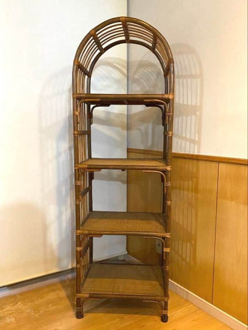 ラタン✴︎アーチ型✴︎オープンシェルフ✴︎アンティーク✴︎4段✴︎インテリア✴︎冬の模様替え