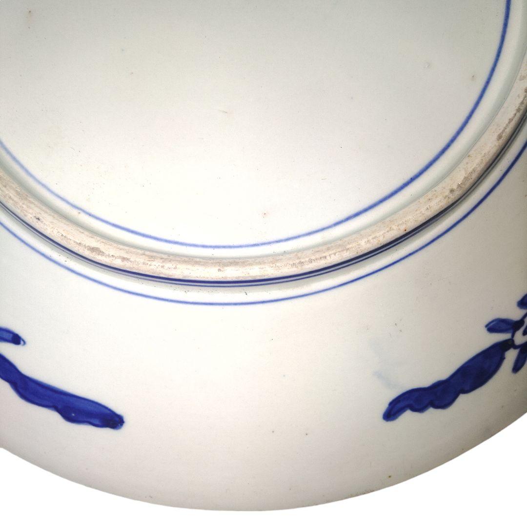 ベロ藍　鳥花図染付皿　直径41cm