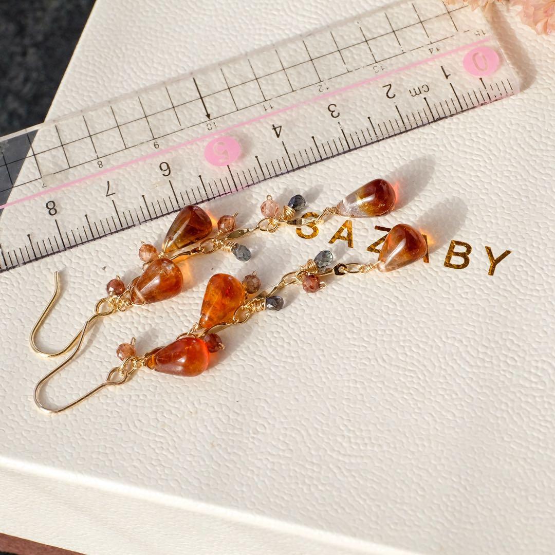 14kgfバイカラーシトリン・サファイアピアス/イヤリング