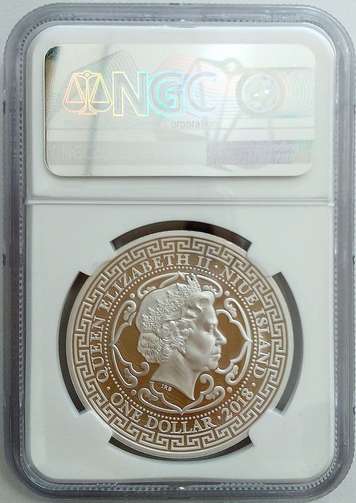 2018 イギリス トレードダラー 英国貿易ドル 1オンス銀貨 PF69UC