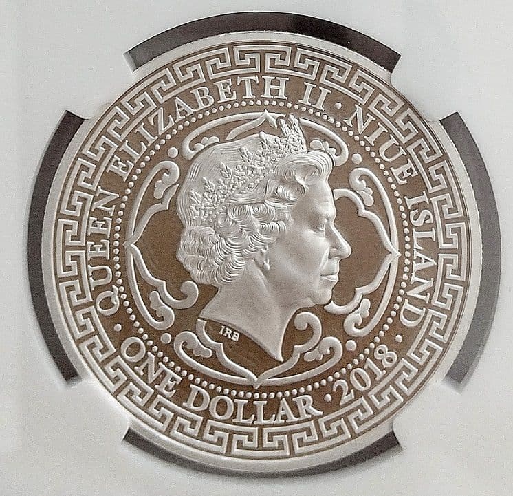 2018 イギリス トレードダラー 英国貿易ドル 1オンス銀貨 PF69UC