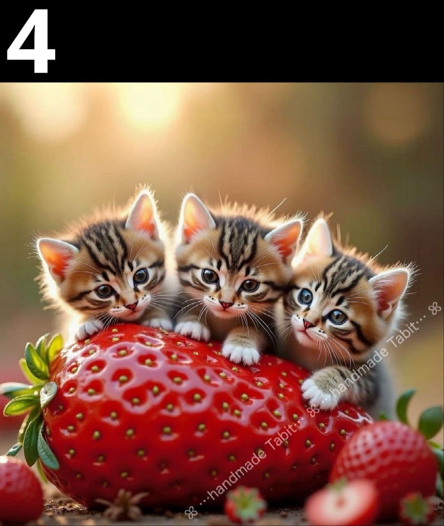 オーダーページ　ハンカチ　苺ねこちゃん柄　ハンドメイド2/11