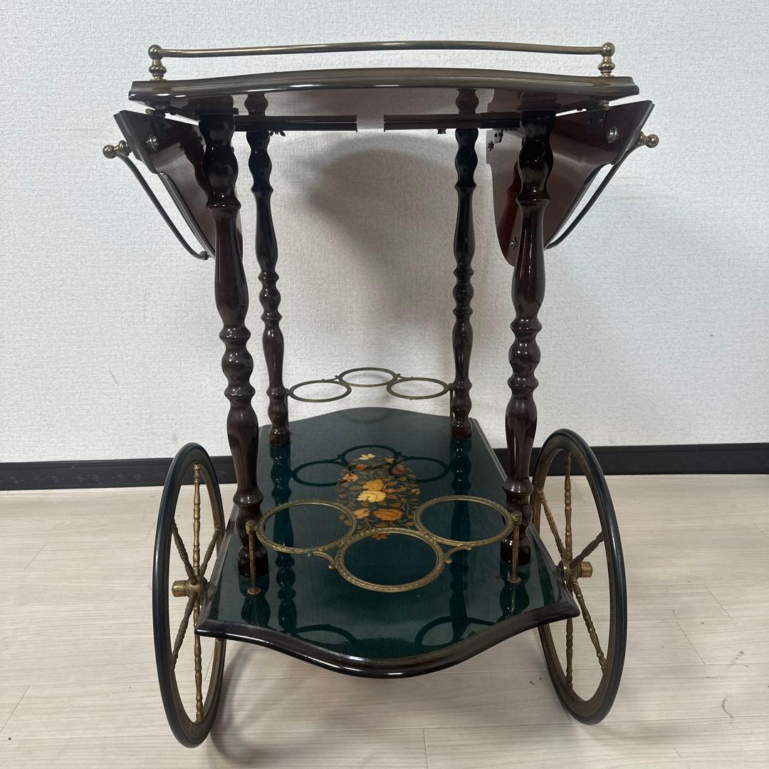 イタリア製 キッチンワゴン バタフライ 象嵌 高級 ワゴンテーブル i1※