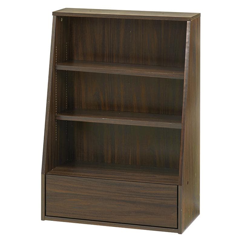 1cm刻みで調節引き出し付き本棚 ロー 幅60cm ブラウン [8479]