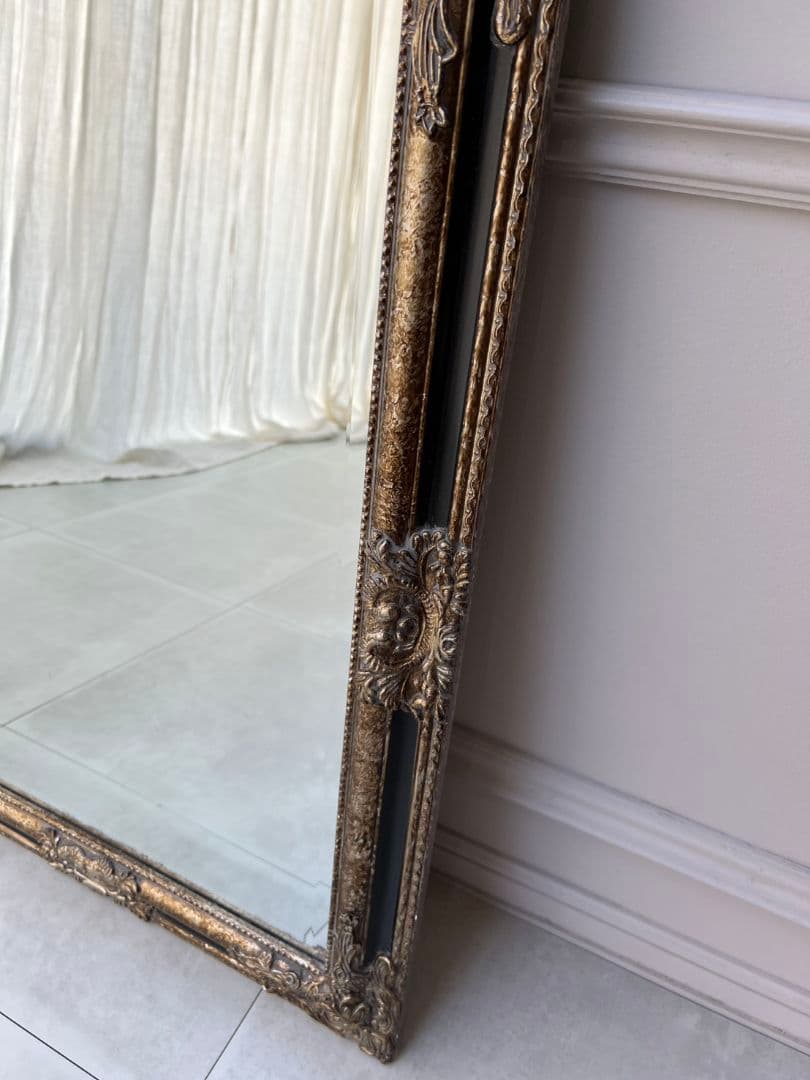 アンティーク調　鏡　フレーム スタンドミラー