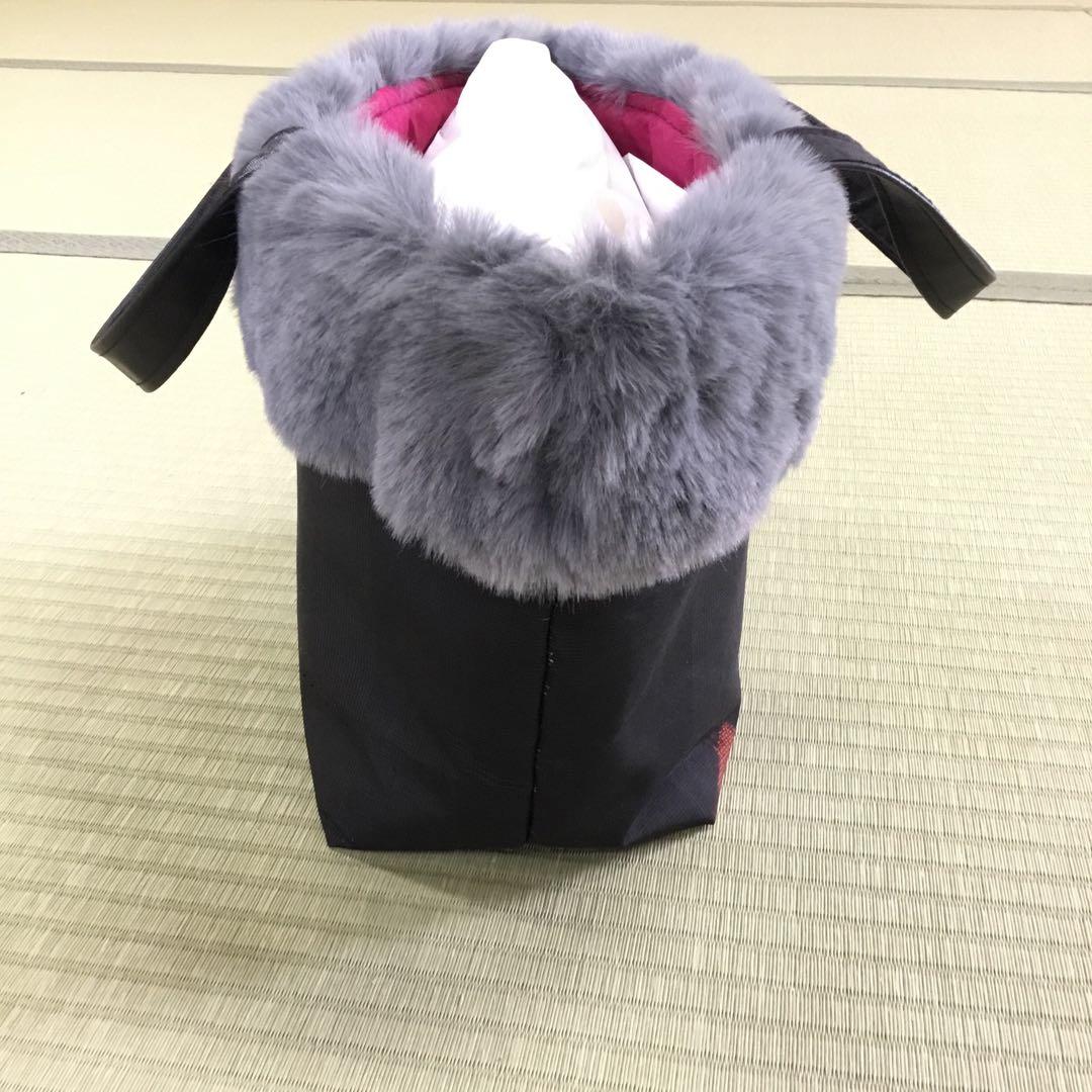 【ハンドメイド】未使用正絹反物→ハンドバッグ　※本場　村山大島紬　ファー
