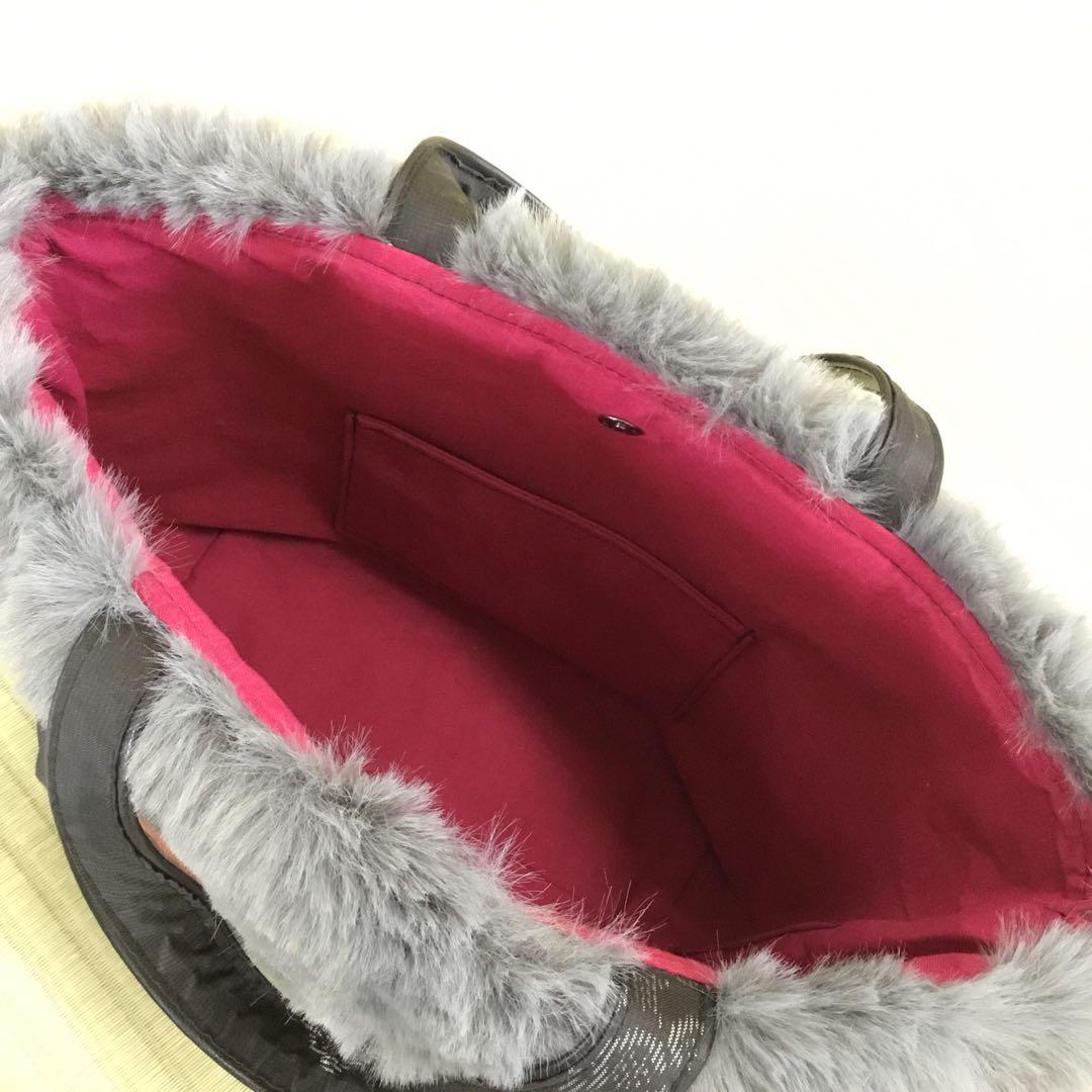 【ハンドメイド】未使用正絹反物→ハンドバッグ　※本場　村山大島紬　ファー