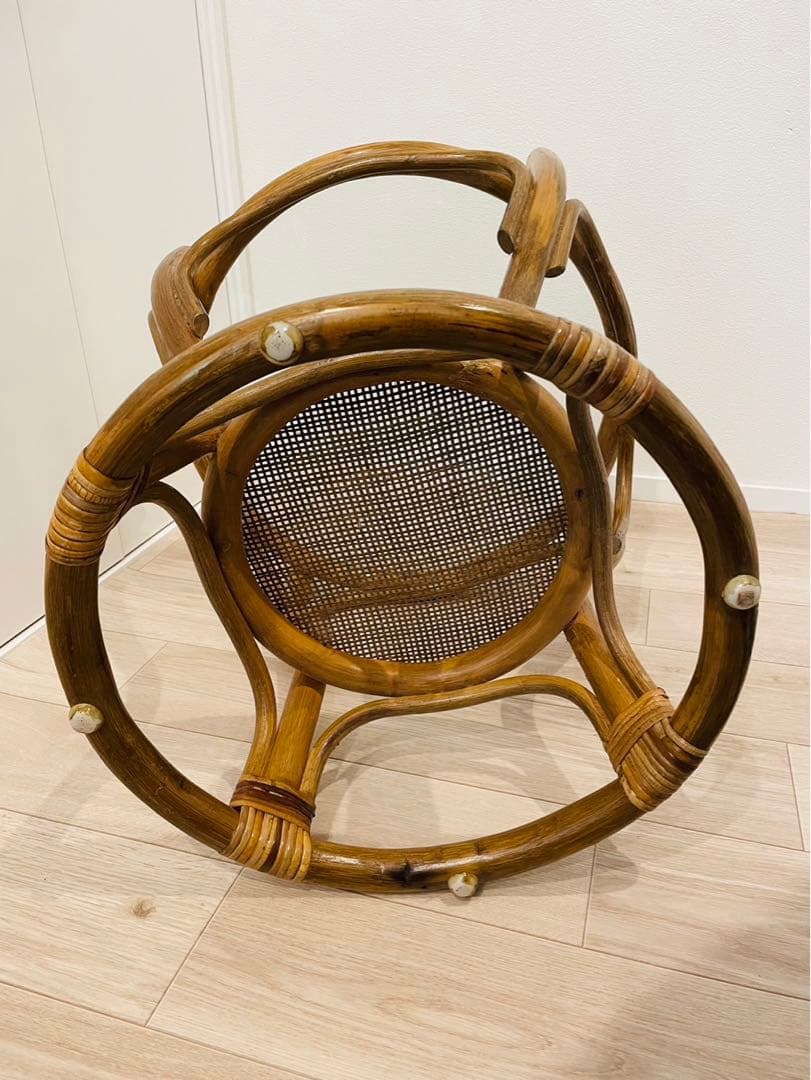 送料無料　ラタン　ローテーブル　ガラステーブル