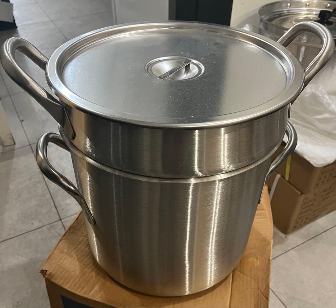 ステンレススチール 大型 寸胴鍋 32cm蓋付き 大小2個セット　￼01