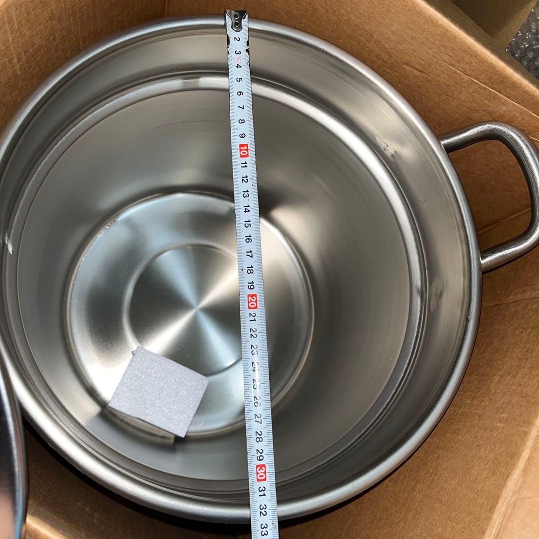 ステンレススチール 大型 寸胴鍋 32cm蓋付き 大小2個セット　￼01