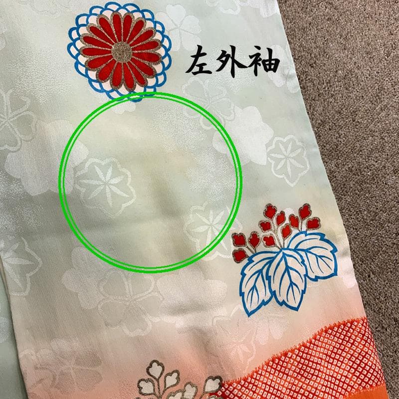 504ag64□七五三 七歳 セミアンティーク 女児 着物&袋帯 銀彩 菊□