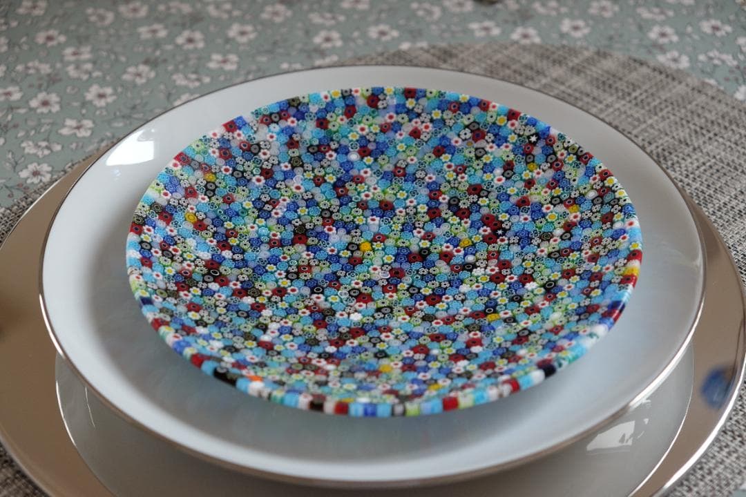 ベネチアンガラス ヴェネチアンガラス ミルフィオリ プレート グラス 江波冨士子