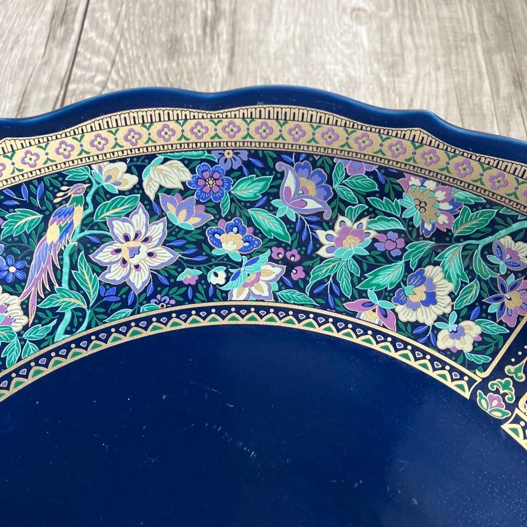 3F 【極美品】大皿 飾皿 紺地 金彩 鳳凰 花鳥図 和モダン 豪華 - メルカリ