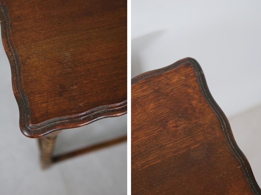 英国アンティーク木製サイドテーブル/オケージョナル机/飾り棚/花台(91-46)