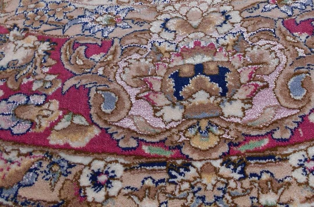 170万ノット、多色織！輝く、本場イラン産 絨毯！円形200cm‐201271