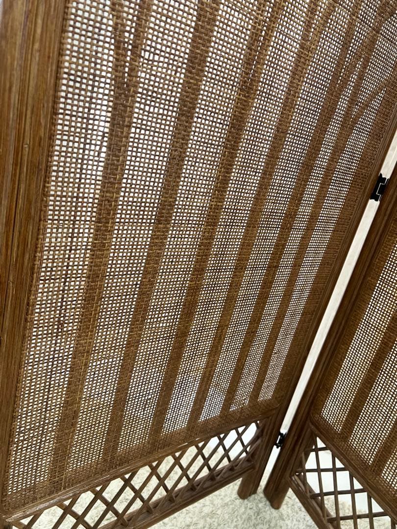 お値下げ不可❌昭和レトロ ラタンパーテーション アーチ型 ブラウン 2面タイプ