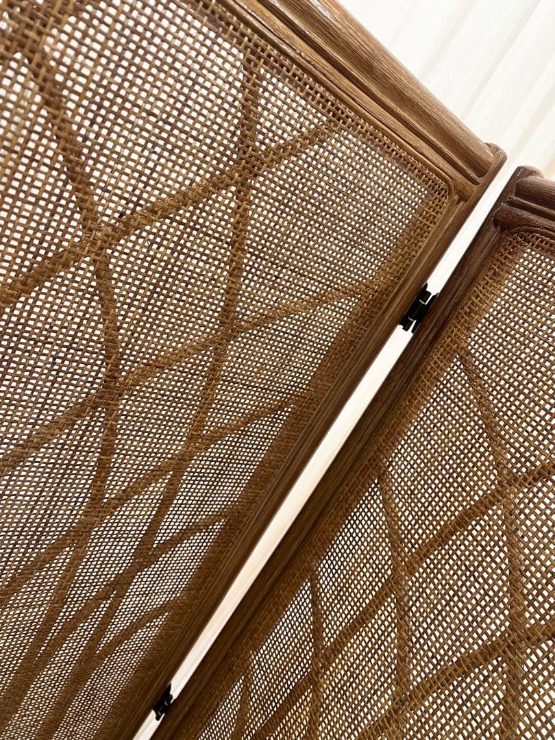 お値下げ不可❌昭和レトロ ラタンパーテーション アーチ型 ブラウン 2面タイプ