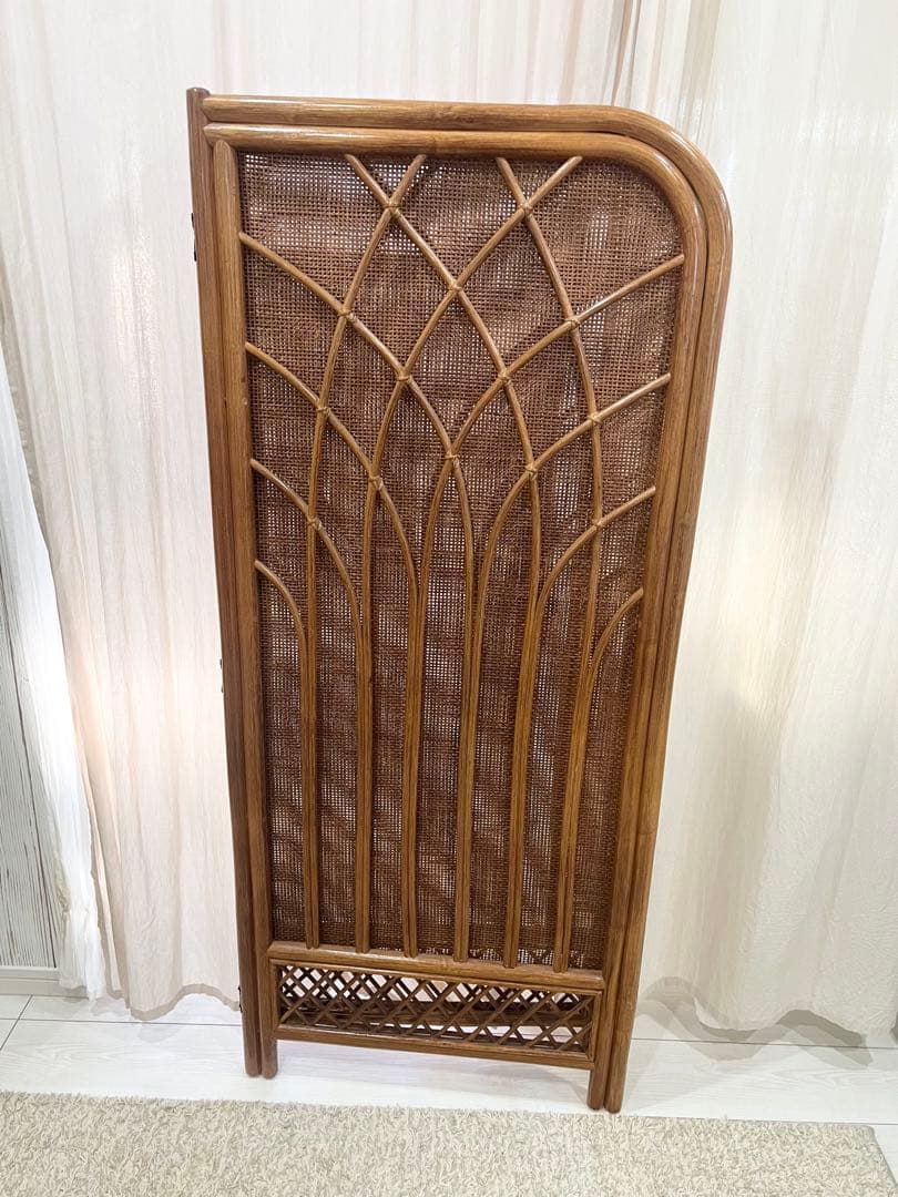 お値下げ不可❌昭和レトロ ラタンパーテーション アーチ型 ブラウン 2面タイプ