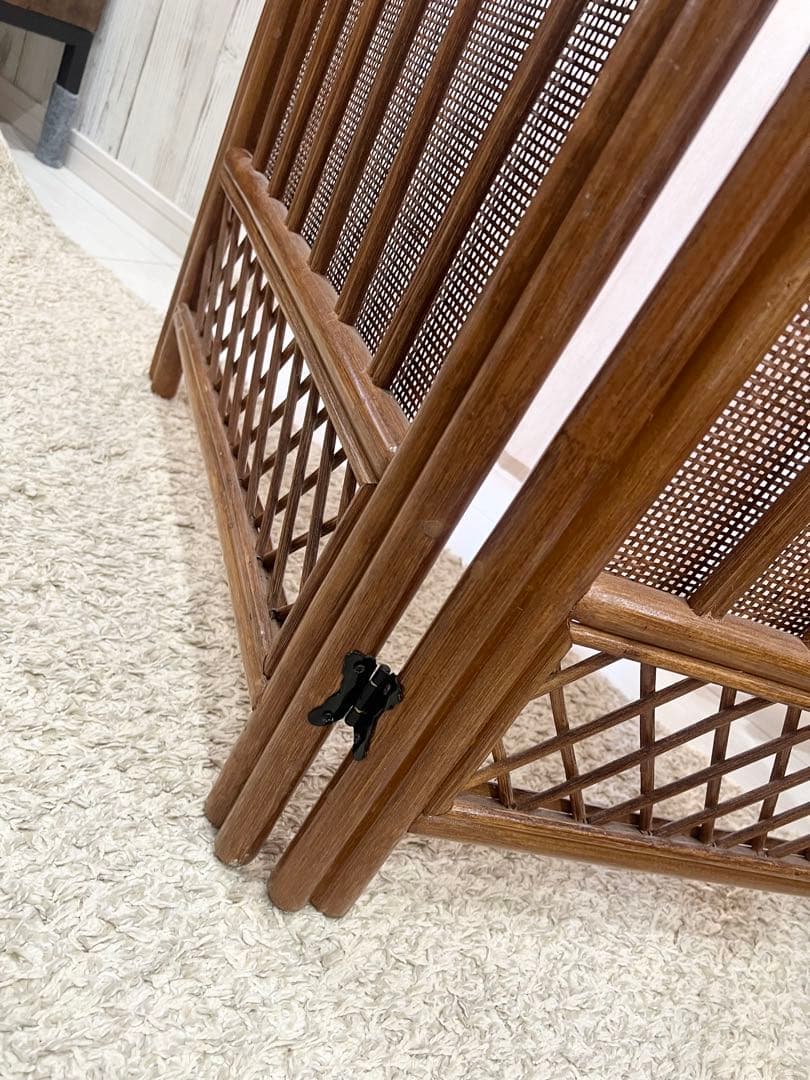 お値下げ不可❌昭和レトロ ラタンパーテーション アーチ型 ブラウン 2面タイプ