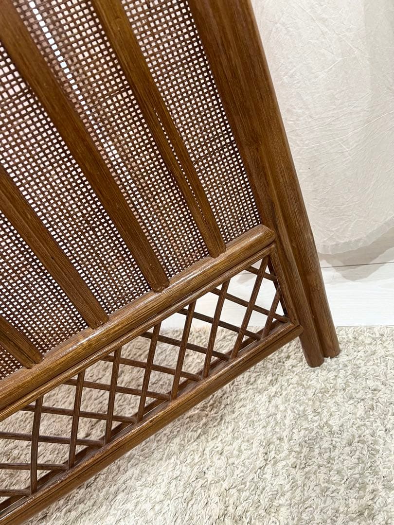 お値下げ不可❌昭和レトロ ラタンパーテーション アーチ型 ブラウン 2面タイプ