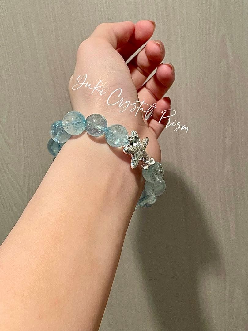 高品質アクアマリン　天然石ブレスレットYuki Crystal Prism