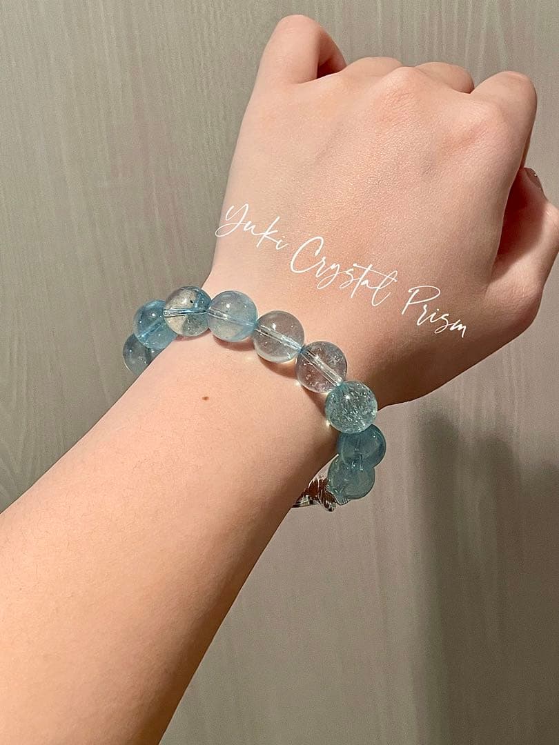 高品質アクアマリン　天然石ブレスレットYuki Crystal Prism