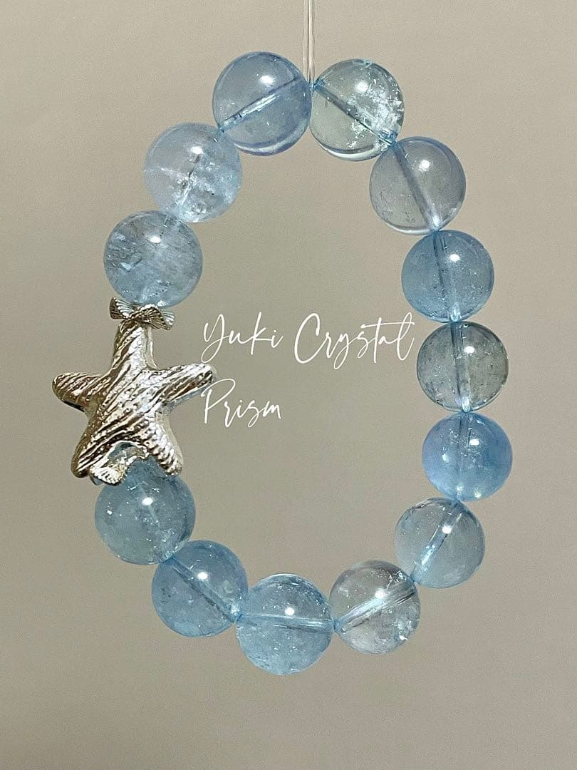 高品質アクアマリン　天然石ブレスレットYuki Crystal Prism