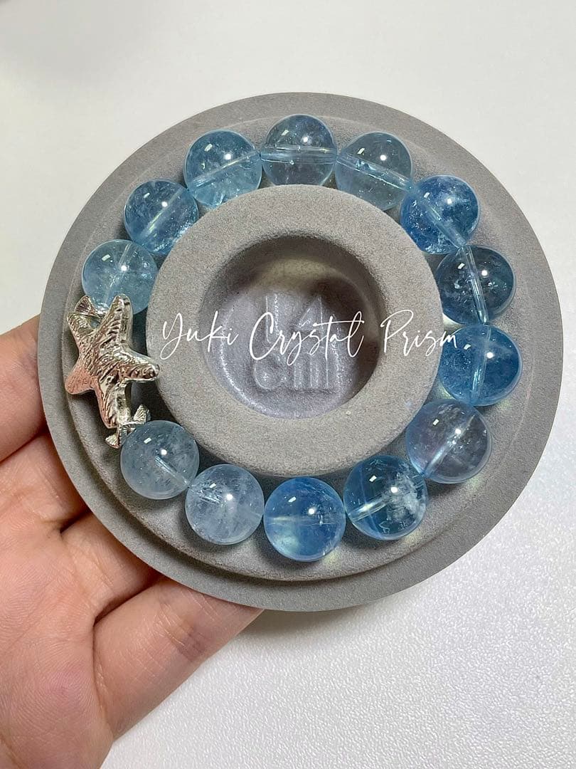 高品質アクアマリン　天然石ブレスレットYuki Crystal Prism