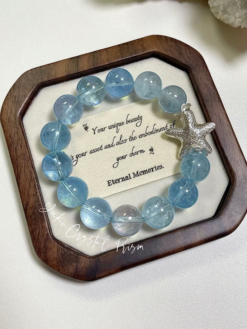 高品質アクアマリン　天然石ブレスレットYuki Crystal Prism