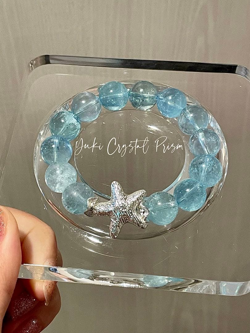高品質アクアマリン　天然石ブレスレットYuki Crystal Prism