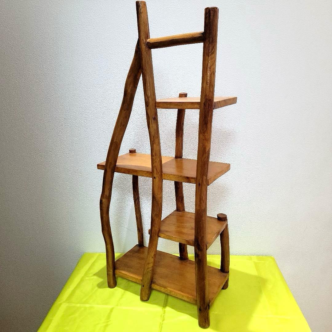 アジアン家具 バリ 木製 花台 チーク材ナチュラルラック