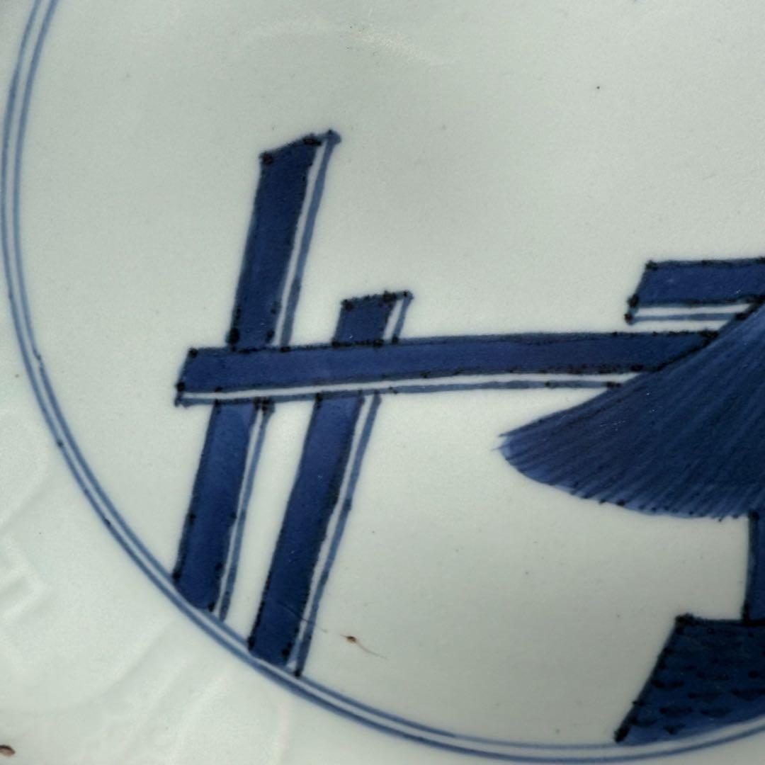 初期伊万里　古九谷様式　苫屋文輪花形中皿　図録掲載　小木一良著　博物館　古美術