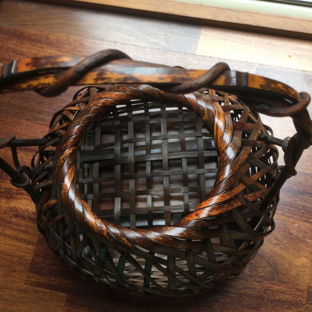 竹製籠、茶道具、作者銘あり