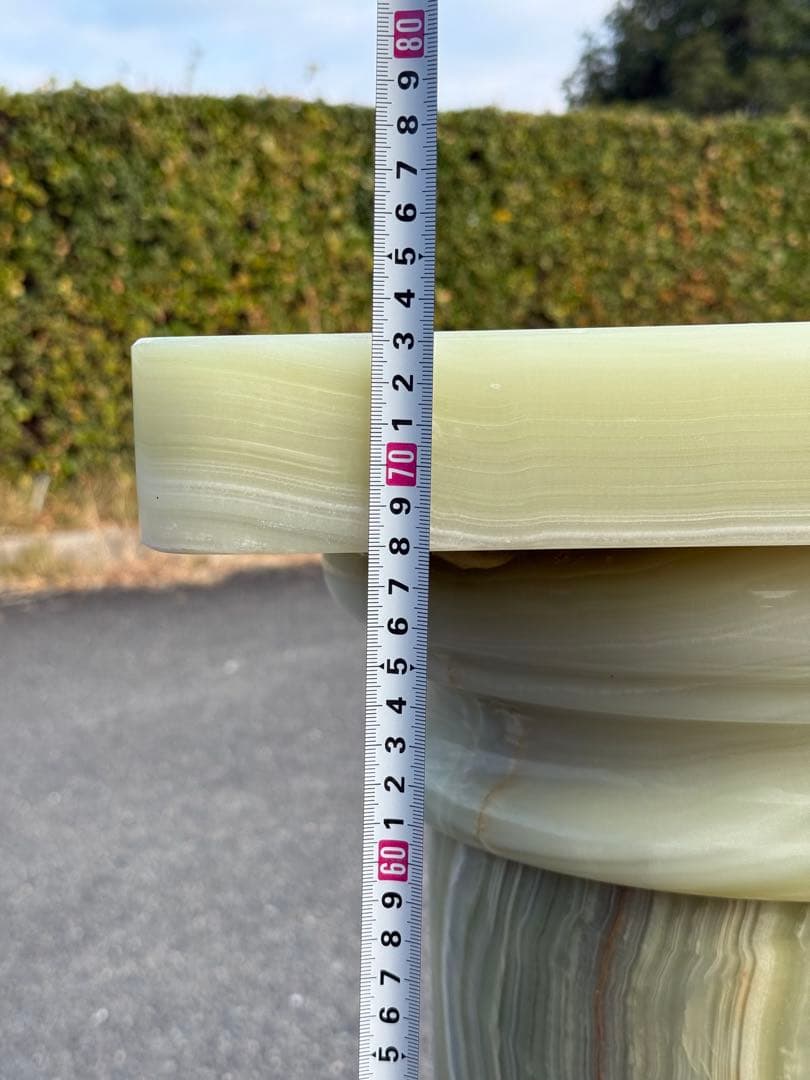 ②高73cm♪ 天然石 大理石 グリーンオニキス 飾り台 オブジェ