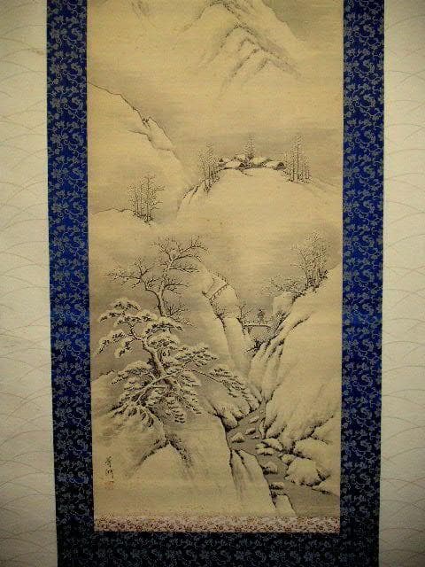 ♥掛軸　雪景図　原田 芳洲 　掛け軸　骨董品