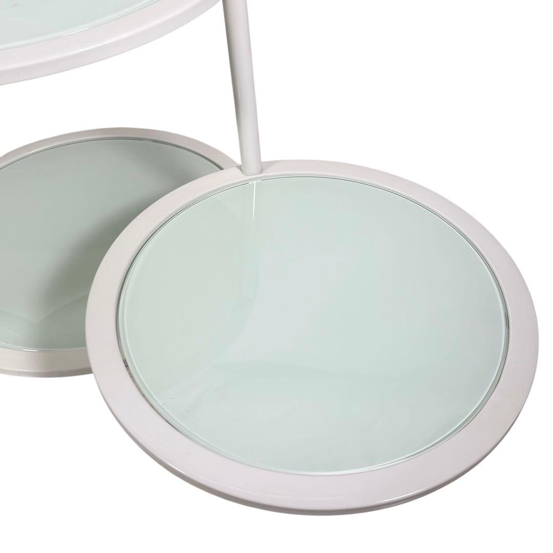 HR835 ミッドセンチュリー　レトロ　ガラステーブル　4枚　丸テーブル