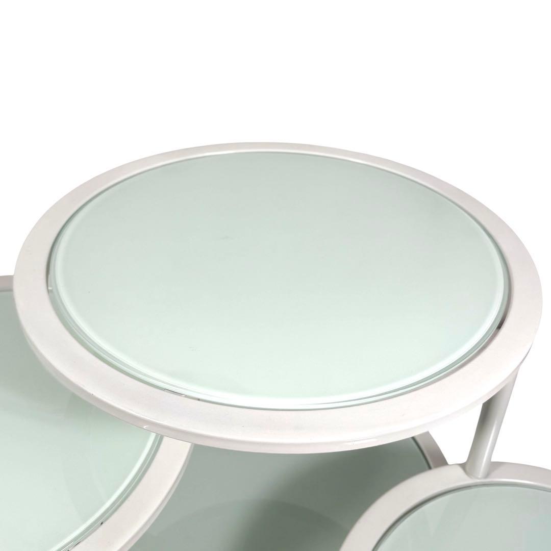 HR835 ミッドセンチュリー　レトロ　ガラステーブル　4枚　丸テーブル