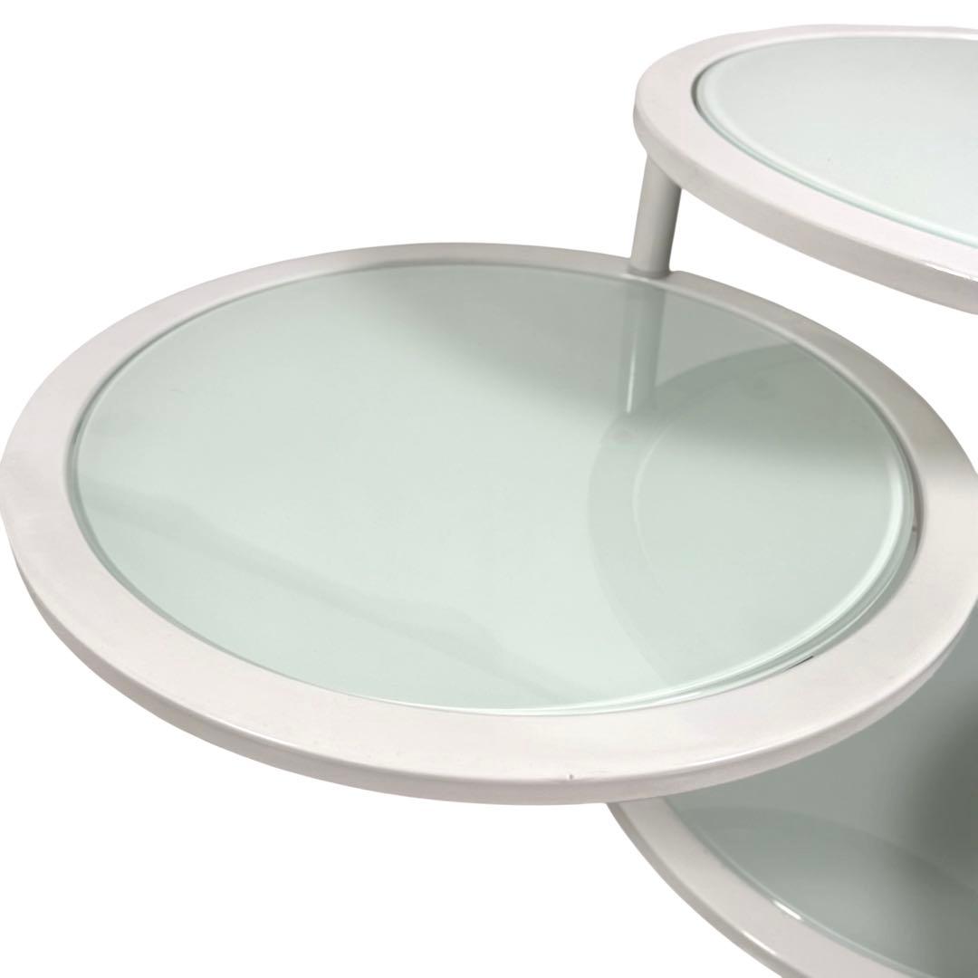 HR835 ミッドセンチュリー　レトロ　ガラステーブル　4枚　丸テーブル