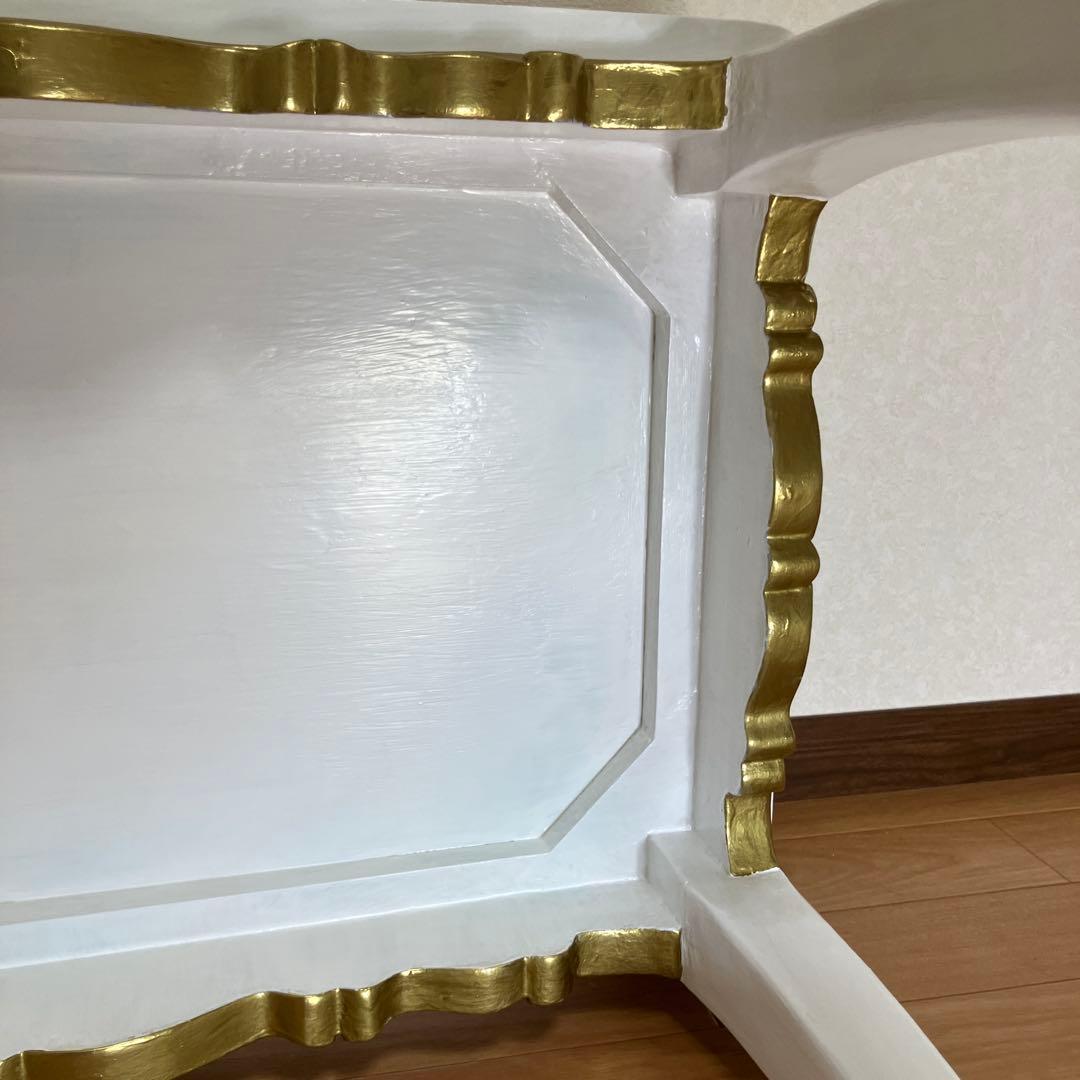 姫系　アンティーク風　猫足　ゴールドレリーフ　デスク　ロココ風