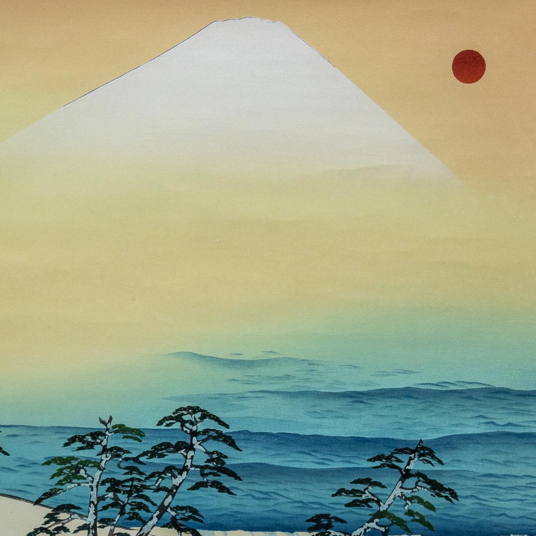 掛軸-1223　横山大観　日乃出富士　彫師：遠藤光尚　摺師：伊藤智郎　工芸作品