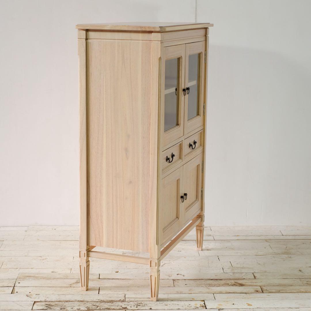 新品 ハイキャビネット 収納棚 ナチュラル カントリー 北欧 天然木 ミンディ材