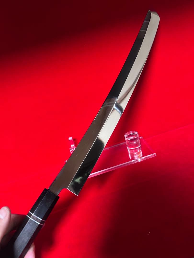 包丁　先丸型　マグロ包丁　尺ニ　鏡面仕上げ　切味抜群　箱付　未使用品