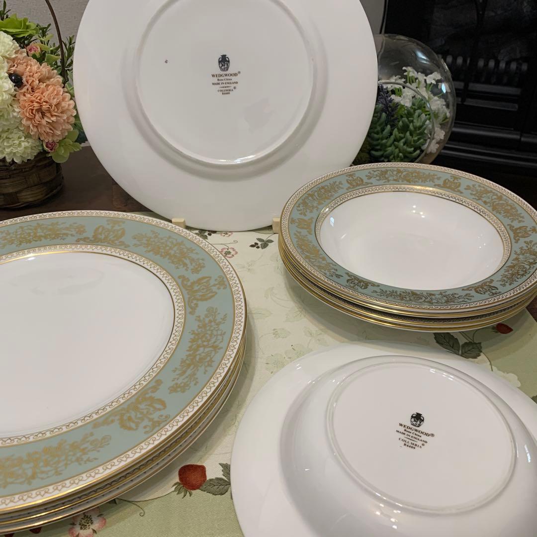 ウェッジウッド コロンビア　セージグリーン 20cmスーププレート　5枚