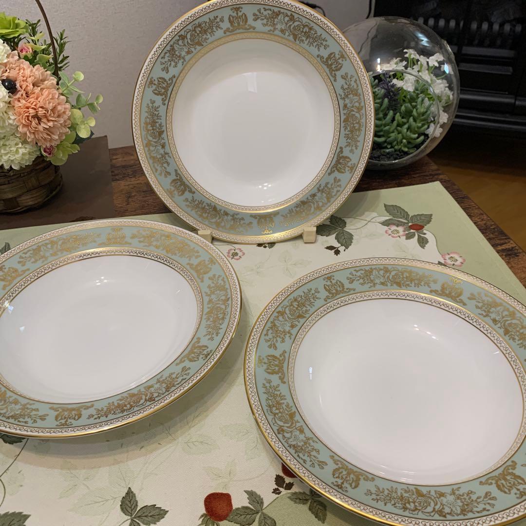 ウェッジウッド コロンビア　セージグリーン 20cmスーププレート　5枚