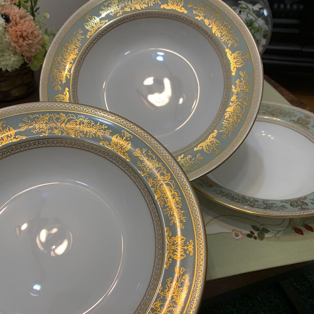 ウェッジウッド コロンビア　セージグリーン 20cmスーププレート　5枚