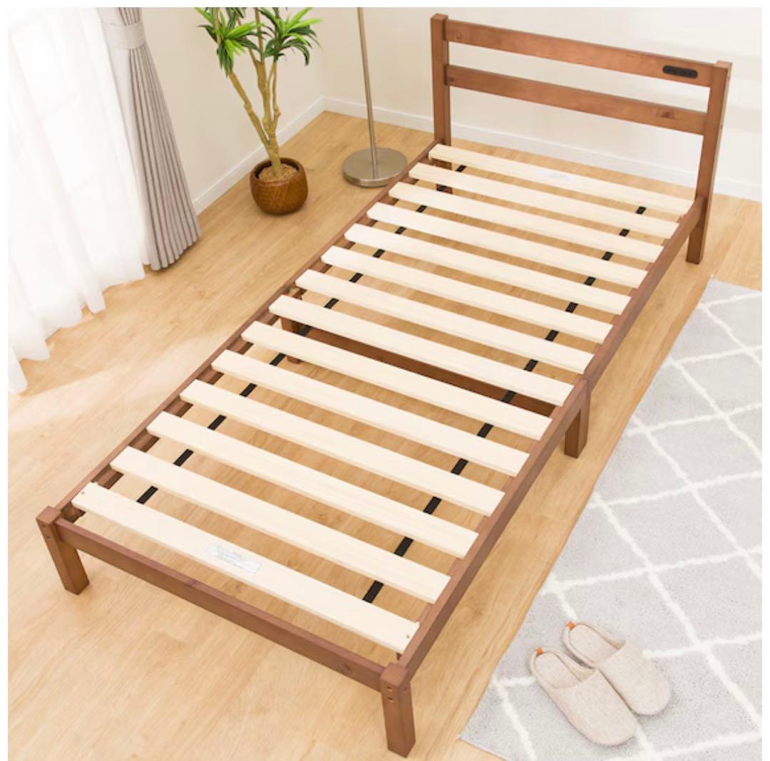 ニトリ　新品　シングルベッドフレームマットレスセット　単品OK ミドルブラウン