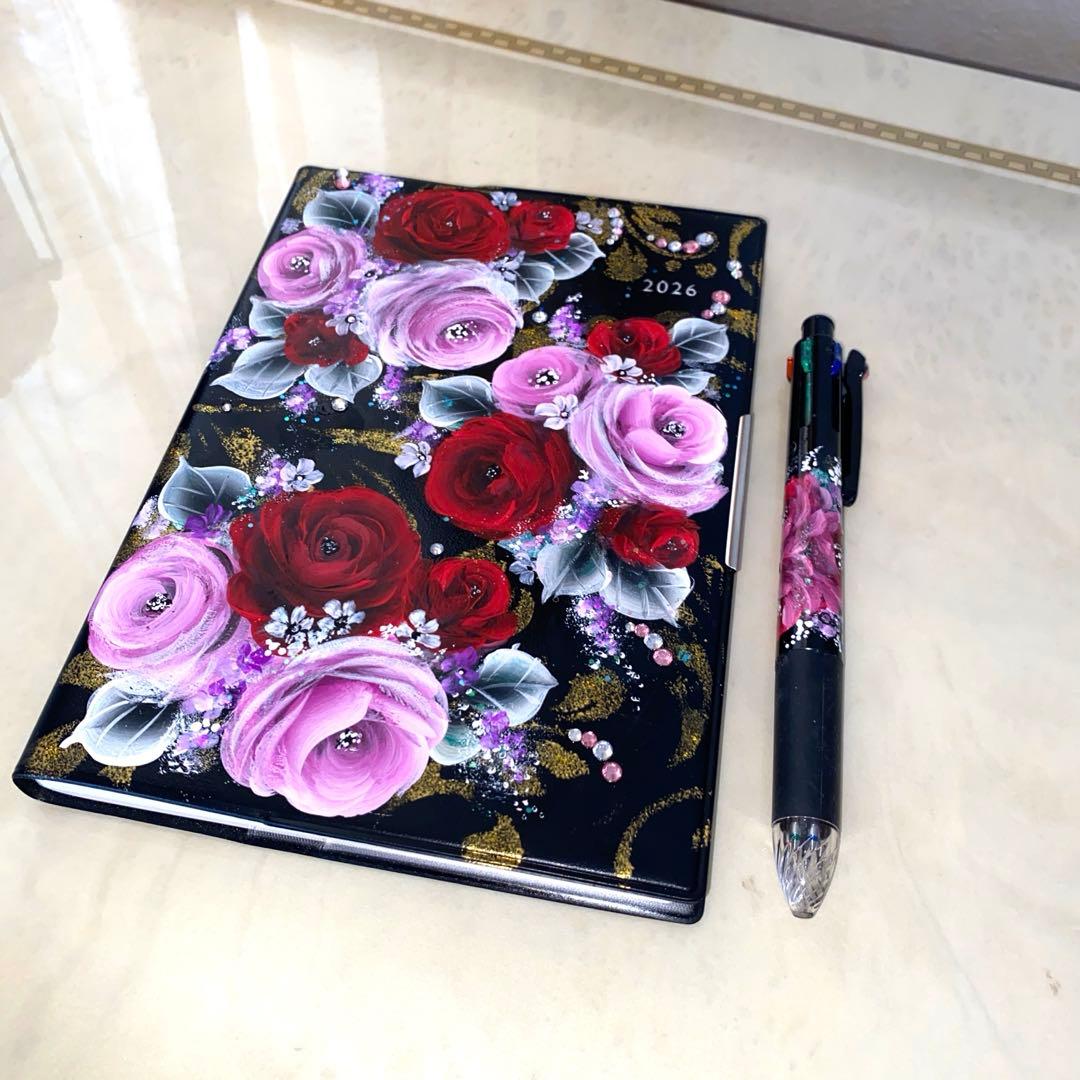 2026年度手帳 サーキュレーター　ランタン　薔薇　手描き